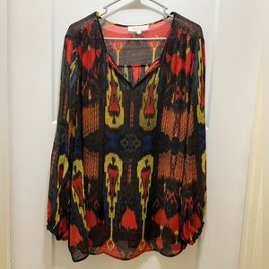 Two by Vince Camuto 2X multi colored sheer tunic top
